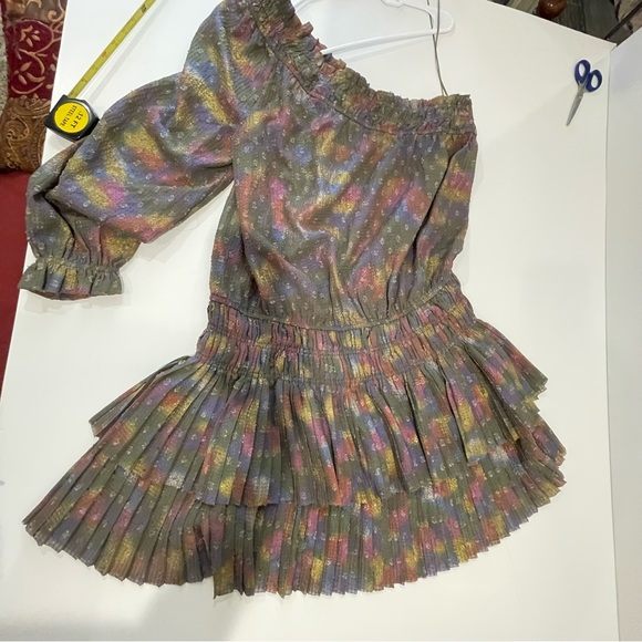 Anthropologie Current Air Metallic One Sleeve Dress Sz L - Picture 6 of 16